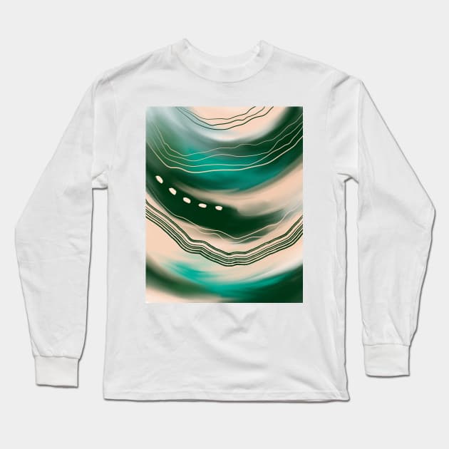 Abstract Green Long Sleeve T-Shirt by Gush Art Studio 1